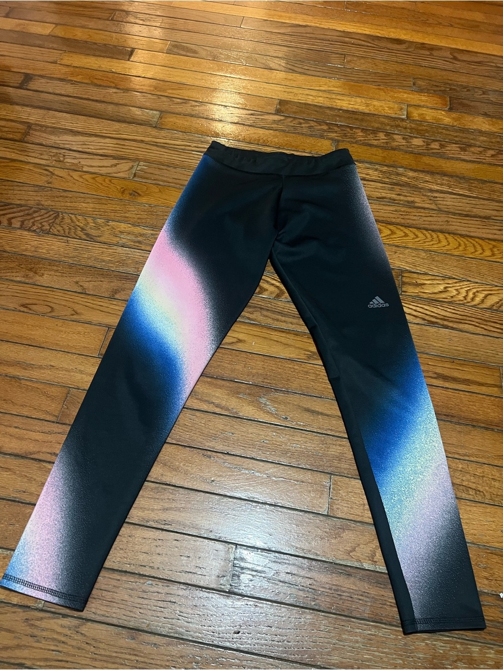 adidas Black Kids XL Leggings with Blue and Pink Gradient S women
